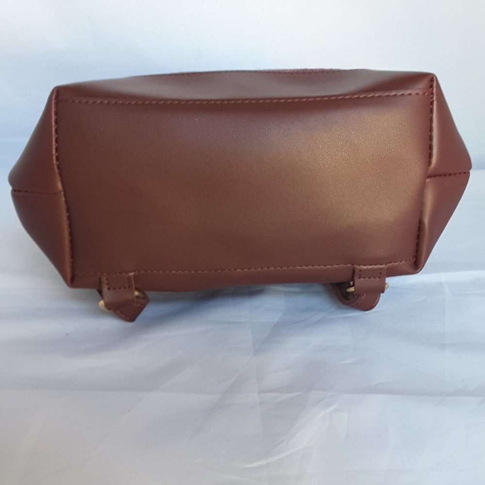 Faux Leather Solid Burgundy Backpack - image 5